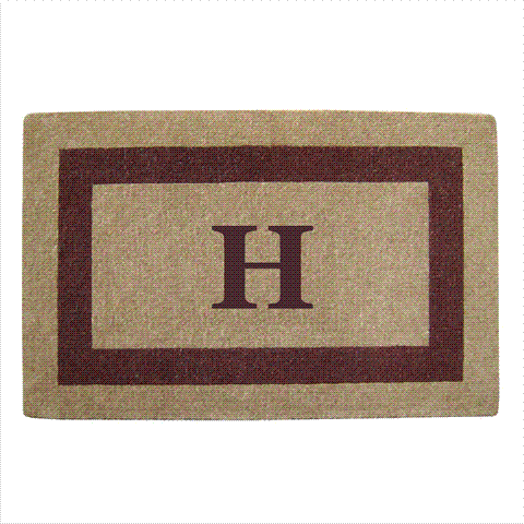 02083h Single Picture - Brown Frame 30 X 48 In. Heavy Duty Coir Doormat - Monogrammed H