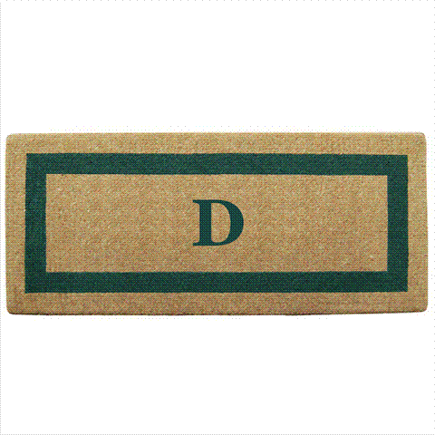02077d Single Picture - Green Frame 24 X 57 In. Heavy Duty Coir Doormat - Monogrammed D