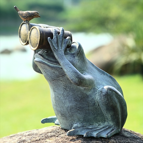 33758 Frog Spectator With Bird Garde