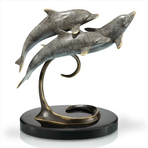 80227 Triple Dolphins On Marble Base