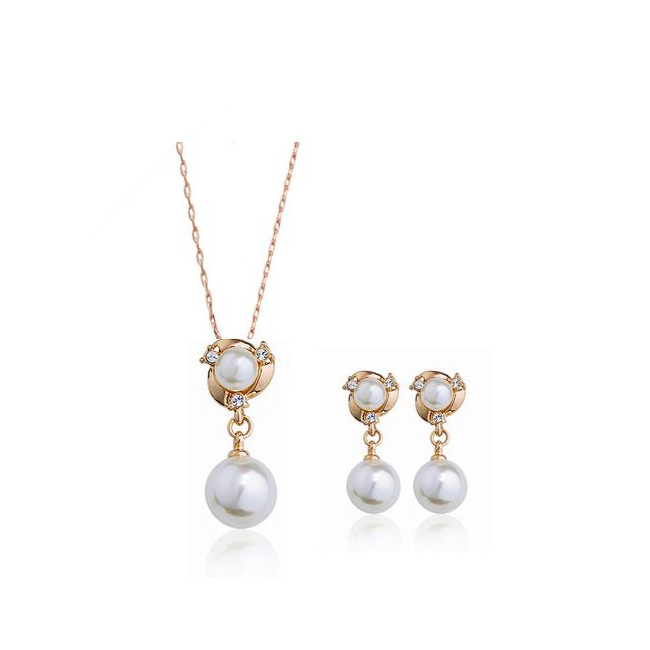 S0001 Pearl Necklace And Earring Set