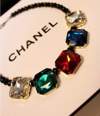 N0024 Colored Crystal Necklace