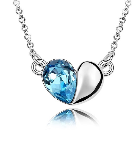 N0030 Two Color Sliver Heart Necklace