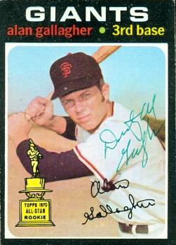 77005 Alan Gallagher Autographed Baseball Card San Francisco Giants 1971 Topps No .224