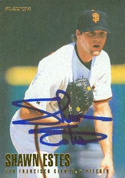 77018 Shawn Estes Autographed Baseball Card San Francisco Giants 1996 Fleer No .587