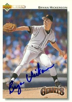 77031 Bryan Hickerson Autographed Baseball Card San Francisco Giants 1992 Upper Deck No .667