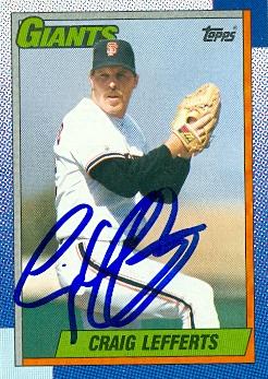 77033 Craig Lefferts Autographed Baseball Card San Francisco Giants 1990 Topps No .158