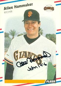 77037 Atlee Hammaker Autographed Baseball Card San Francisco Giants 1988 Fleer No .83