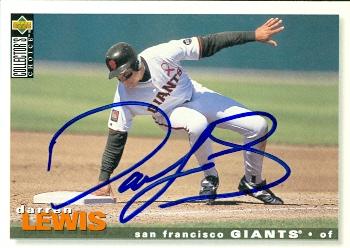 77041 Darren Lewis Autographed Baseball Card San Francisco Giants 1995 Upper Deck Cc No .256