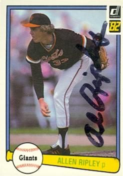 77045 Allen Ripley Autographed Baseball Card San Francisco Giants 1982 Donruss No .125