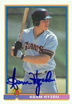 77046 Adam Hyzdu Autographed Baseball Card San Francisco Giants 1991 Bowman No .617