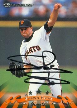 77047 Shawn Estes Autographed Baseball Card San Francisco Giants 1997 Donruss No .27
