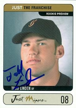77052 Todd Linden Autographed Baseball Card San Francisco Giants 2002 Just Minors No .8