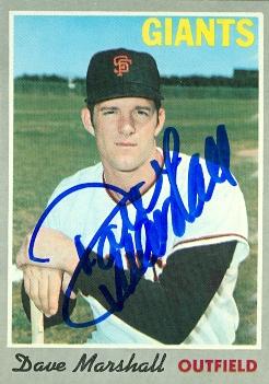 77060 Dave Marshall Autographed Baseball Card San Francisco Giants 1970 Topps No .58