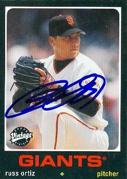 77065 Russ Ortiz Autographed Baseball Card San Francisco Giants 2002 Ud Vintage No .201