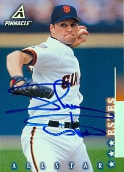 77071 Shawn Estes Autographed Baseball Card San Francisco Giants 1997 Pinnacle No .5