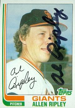 77072 Allen Ripley Autographed Baseball Card San Francisco Giants 1982 Topps No .529