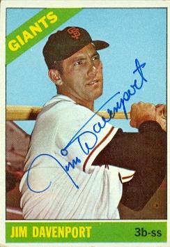 77074 Jim Davenport Autographed Baseball Card San Francisco Giants 1966 Topps No .176