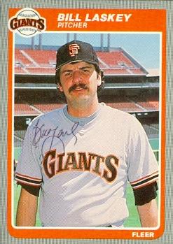 77075 Bill Laskey Autographed Baseball Card San Francisco Giants 1985 Fleer No .612