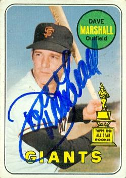 77076 Dave Marshall Autographed Baseball Card San Francisco Giants 1969 Topps All Star Rookie No .464