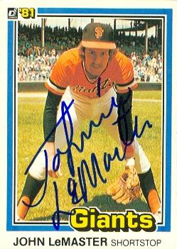 77077 Johnnie Lemaster Autographed Baseball Card San Francisco Giants 1981 Donruss No .432