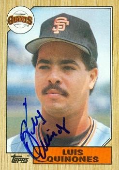77081 Luis Quinones Autographed Baseball Card San Francisco Giants 1987 Topps No .362
