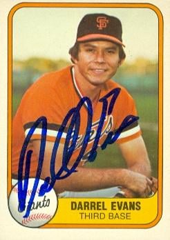 77090 Darrell Evans Autographed Baseball Card San Francisco Giants 1981 Fleer No .436