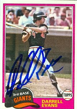 77100 Darrell Evans Autographed Baseball Card San Francisco Giants 1981 Topps No .648