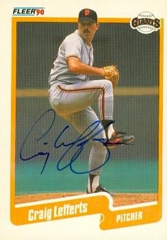 77103 Craig Lefferts Autographed Baseball Card San Francisco Giants 1990 Fleer No .60