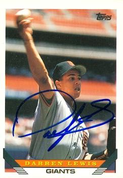 77104 Darren Lewis Autographed Baseball Card San Francisco Giants 1993 Topps No .176