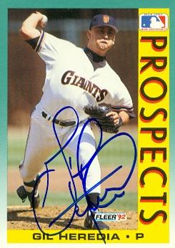 77110 Gil Heredia Autographed Baseball Card San Francisco Giants 1992 Fleer No .665