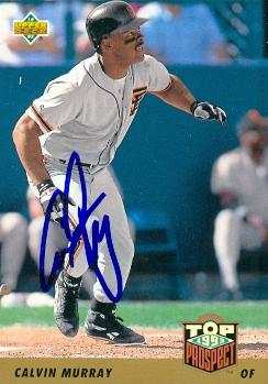 77117 Calvin Murray Autographed Baseball Card San Francisco Giants 1993 Upper Deck No .432