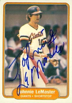 77121 Johnnie Lemaster Autographed Baseball Card San Francisco Giants 1982 Fleer No .393