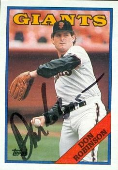 77154 Don Robinson Autographed Baseball Card San Francisco Giants 1988 Topps No .52