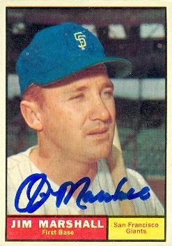 77161 Jim Marshall Autographed Baseball Card San Francisco Giants 1961 Topps No .188