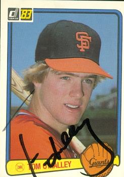 77170 Tom O Malley Autographed Baseball Card San Francisco Giants 1983 Donruss No .96