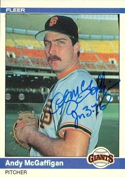 77172 Andy Mcgaffigan Autographed Baseball Card San Francisco Giants 1984 Fleer No .382