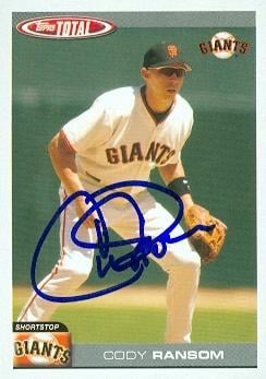 77175 Cody Ransom Autographed Baseball Card San Francisco Giants 2004 Topps Total No .697