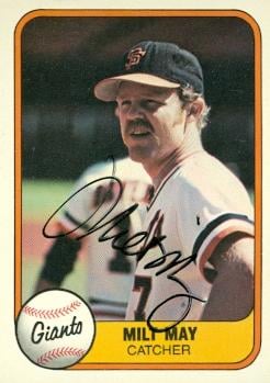 77178 Milt May Autographed Baseball Card San Francisco Giants 1981 Fleer No .442