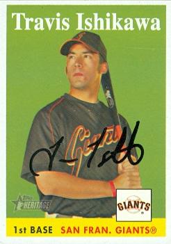 77183 Travis Ishikawa Autographed Baseball Card San Francisco Giants 2007 Topps Heritage No .468
