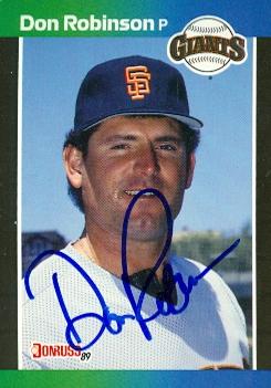 77186 Don Robinson Autographed Baseball Card San Francisco Giants 1989 Donruss No .571