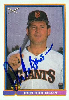77191 Don Robinson Autographed Baseball Card San Francisco Giants 1991 Bowman No .384