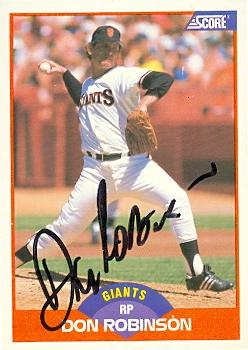 77192 Don Robinson Autographed Baseball Card San Francisco Giants 1989 Score No .440