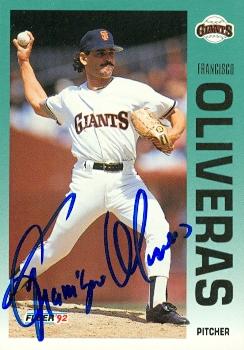 77194 Francisco Oliveras Autographed Baseball Card San Francisco Giants 1992 Fleer No .645