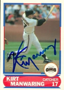 77196 Kirt Manwaring Autographed Baseball Card San Francisco Giants 1989 Score No .22