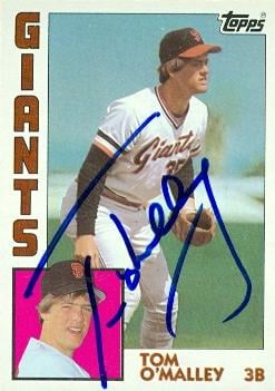 77197 Tom O Malley Autographed Baseball Card San Francisco Giants 1984 Topps No .469