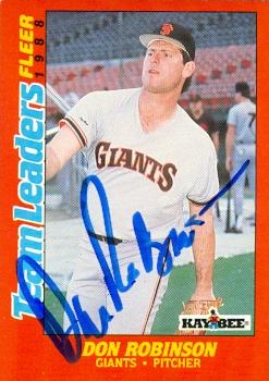 77206 Don Robinson Autographed Baseball Card San Francisco Giants 1988 Fleer Leaders No .31