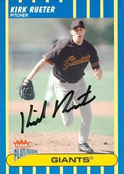 77207 Kirk Rueter Autographed Baseball Card San Francisco Giants 2003 Fleer Platinum No .158
