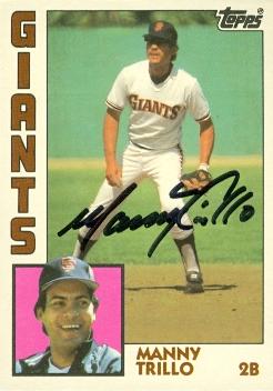 77223 Manny Trillo Autographed Baseball Card San Francisco Giants 1984 Topps Traded No .121T