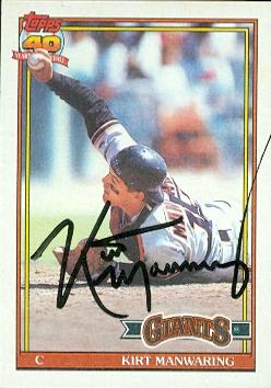 77224 Kirt Manwaring Autographed Baseball Card San Francisco Giants 1991 Topps No .472